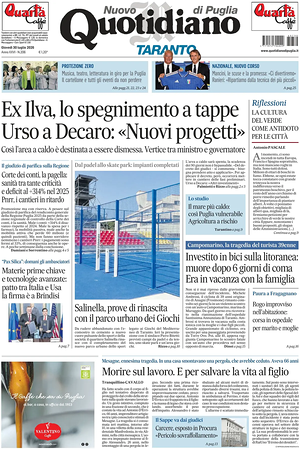 Prima pagina Nuovo Quotidiano di Puglia (Taranto) di oggi - Quotidiano regionale