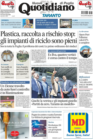 Prima pagina Nuovo Quotidiano di Puglia (Taranto) di oggi - Quotidiano regionale