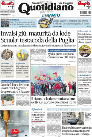 Prima pagina Nuovo Quotidiano di Puglia (Taranto) di oggi - Quotidiano regionale