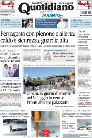 Prima pagina Nuovo Quotidiano di Puglia (Taranto) di oggi - Quotidiano regionale