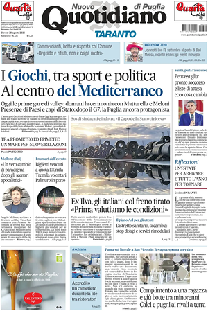Prima pagina Nuovo Quotidiano di Puglia (Taranto) di oggi - Quotidiano regionale