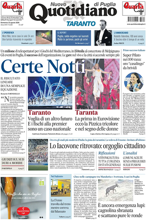Prima pagina Nuovo Quotidiano di Puglia (Taranto) di oggi - Quotidiano regionale