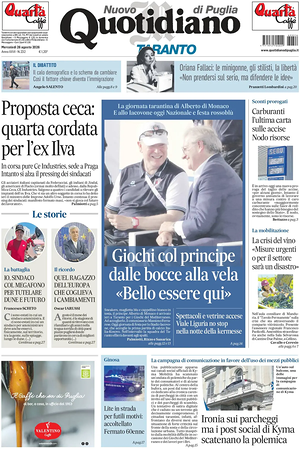 Prima pagina Nuovo Quotidiano di Puglia (Taranto) di oggi - Quotidiano regionale
