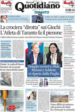 Prima pagina Nuovo Quotidiano di Puglia (Taranto) di oggi - Quotidiano regionale