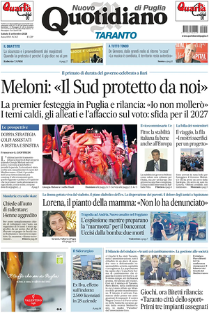 Prima pagina Nuovo Quotidiano di Puglia (Taranto) di oggi - Quotidiano regionale