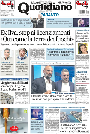 Prima pagina Nuovo Quotidiano di Puglia (Taranto) di oggi - Quotidiano regionale