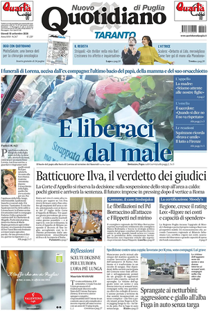 Prima pagina Nuovo Quotidiano di Puglia (Taranto) di oggi - Quotidiano regionale