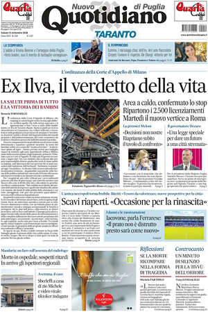 Prima pagina Nuovo Quotidiano di Puglia (Taranto) di oggi - Quotidiano regionale
