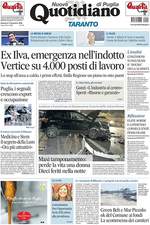 Prima pagina Nuovo Quotidiano di Puglia (Taranto) di oggi - Quotidiano regionale