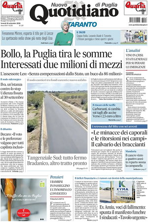 Prima pagina Nuovo Quotidiano di Puglia (Taranto) di oggi - Quotidiano regionale