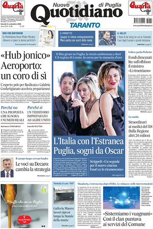 Prima pagina Nuovo Quotidiano di Puglia (Taranto) di oggi - Quotidiano regionale