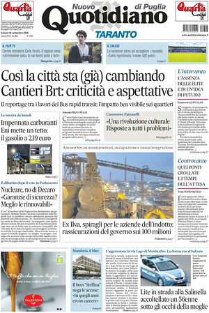 Prima pagina Nuovo Quotidiano di Puglia (Taranto) di oggi - Quotidiano regionale
