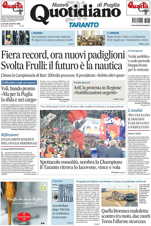 Prima pagina Nuovo Quotidiano di Puglia (Taranto) di oggi - Quotidiano regionale