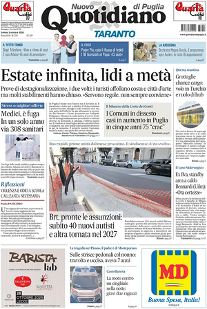 Prima pagina Nuovo Quotidiano di Puglia (Taranto) di oggi - Quotidiano regionale