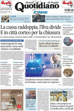 Prima pagina Nuovo Quotidiano di Puglia (Taranto) di oggi - Quotidiano regionale