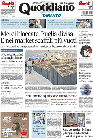 Prima pagina Nuovo Quotidiano di Puglia (Taranto) di oggi - Quotidiano regionale