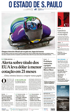Prima pagina O Estado de S. Paulo di oggi - Quotidiano estero