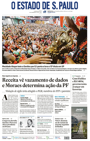 Prima pagina O Estado de S. Paulo di oggi - Quotidiano estero