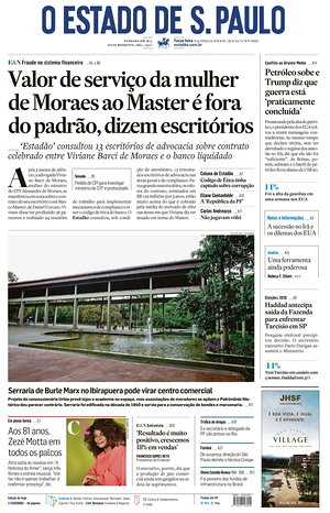 Prima pagina O Estado de S. Paulo di oggi - Quotidiano estero