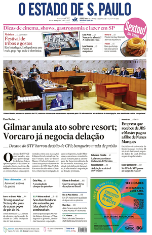 Prima pagina O Estado de S. Paulo di oggi - Quotidiano estero