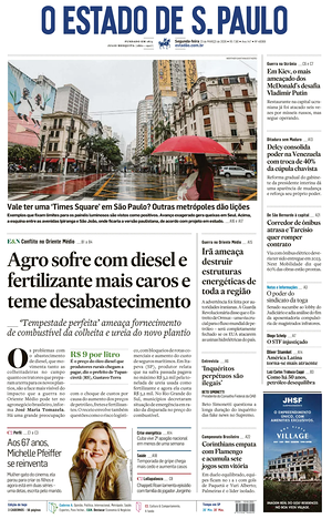 Prima pagina O Estado de S. Paulo di oggi - Quotidiano estero