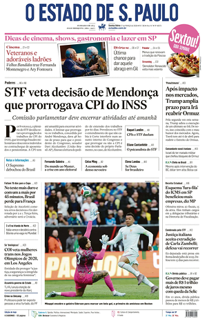 Prima pagina O Estado de S. Paulo di oggi - Quotidiano estero