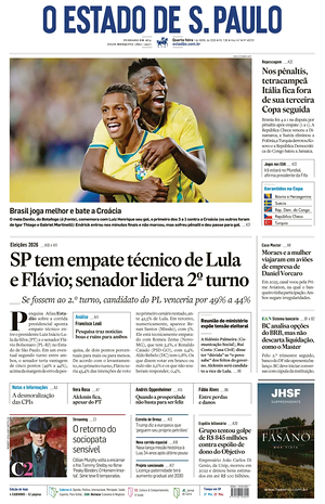Prima pagina O Estado de S. Paulo di oggi - Quotidiano estero
