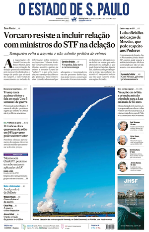 Prima pagina O Estado de S. Paulo di oggi - Quotidiano estero