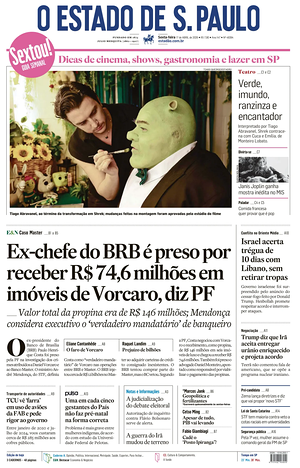 Prima pagina O Estado de S. Paulo di oggi - Quotidiano estero