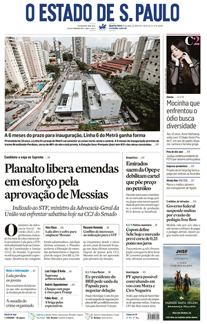 Prima pagina O Estado de S. Paulo di oggi - Quotidiano estero