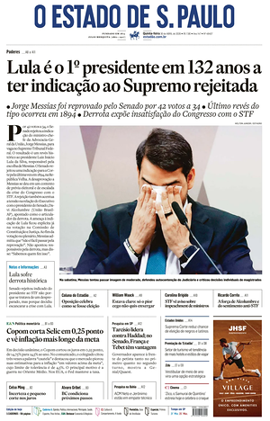 Prima pagina O Estado de S. Paulo di oggi - Quotidiano estero