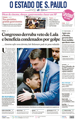 Prima pagina O Estado de S. Paulo di oggi - Quotidiano estero