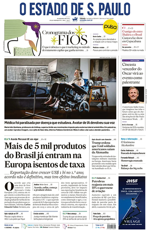 Prima pagina O Estado de S. Paulo di oggi - Quotidiano estero