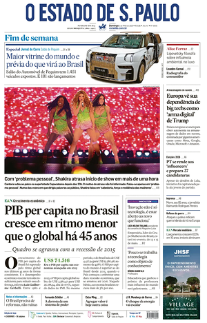 Prima pagina O Estado de S. Paulo di oggi - Quotidiano estero