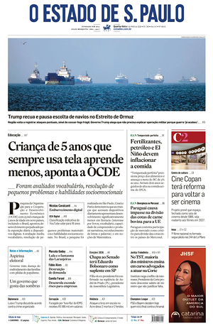 Prima pagina O Estado de S. Paulo di oggi - Quotidiano estero