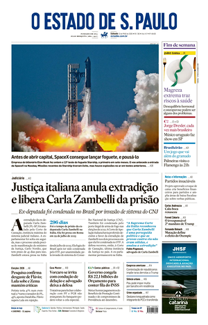 Prima pagina O Estado de S. Paulo di oggi - Quotidiano estero