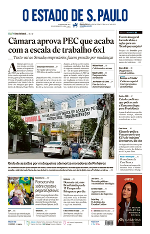 Prima pagina O Estado de S. Paulo di oggi - Quotidiano estero