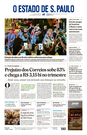 Prima pagina O Estado de S. Paulo di oggi - Quotidiano estero