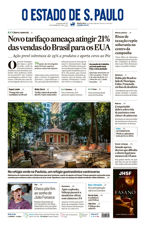 Prima pagina O Estado de S. Paulo di oggi - Quotidiano estero