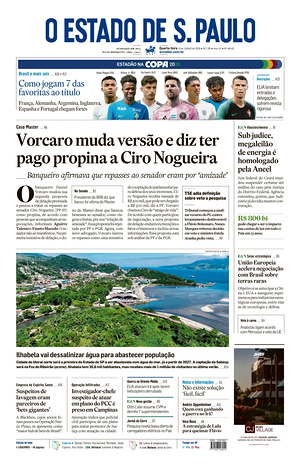 Prima pagina O Estado de S. Paulo di oggi - Quotidiano estero