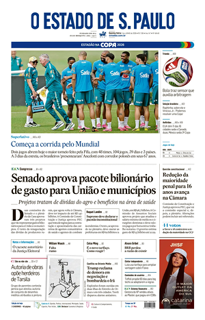 Prima pagina O Estado de S. Paulo di oggi - Quotidiano estero