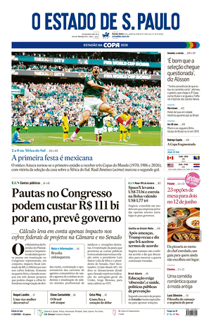 Prima pagina O Estado de S. Paulo di oggi - Quotidiano estero