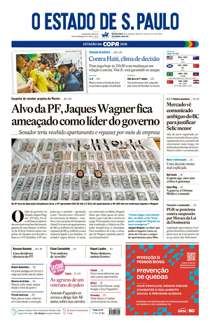 Prima pagina O Estado de S. Paulo di oggi - Quotidiano estero