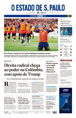 Prima pagina O Estado de S. Paulo di oggi - Quotidiano estero
