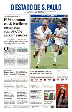 Prima pagina O Estado de S. Paulo di oggi - Quotidiano estero