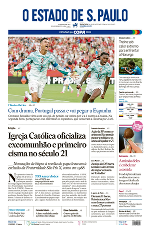 Prima pagina O Estado de S. Paulo di oggi - Quotidiano estero