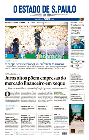 Prima pagina O Estado de S. Paulo di oggi - Quotidiano estero