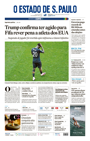 Prima pagina O Estado de S. Paulo di oggi - Quotidiano estero