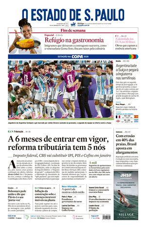 Prima pagina O Estado de S. Paulo di oggi - Quotidiano estero