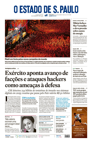Prima pagina O Estado de S. Paulo di oggi - Quotidiano estero
